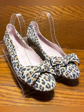 Rue du Jour Paris ITALY MADE Leopard Print Suede Bow Ballet Flat EU42 US 11-11.5